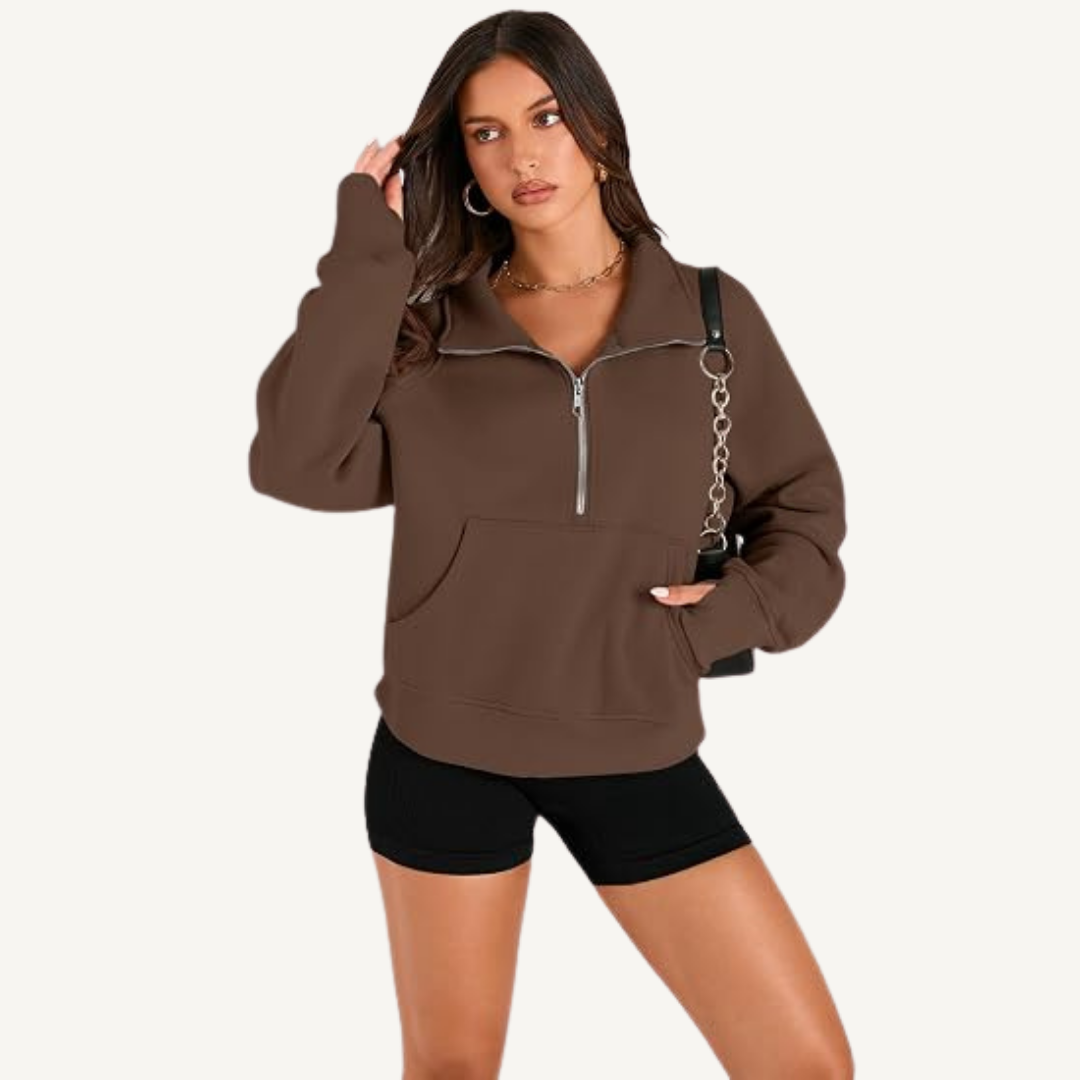 Women's Half-Zip Fleece Pullover Hoodie