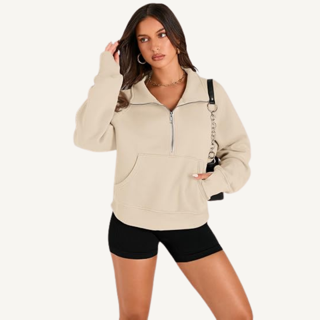 Women's Half-Zip Fleece Pullover Hoodie