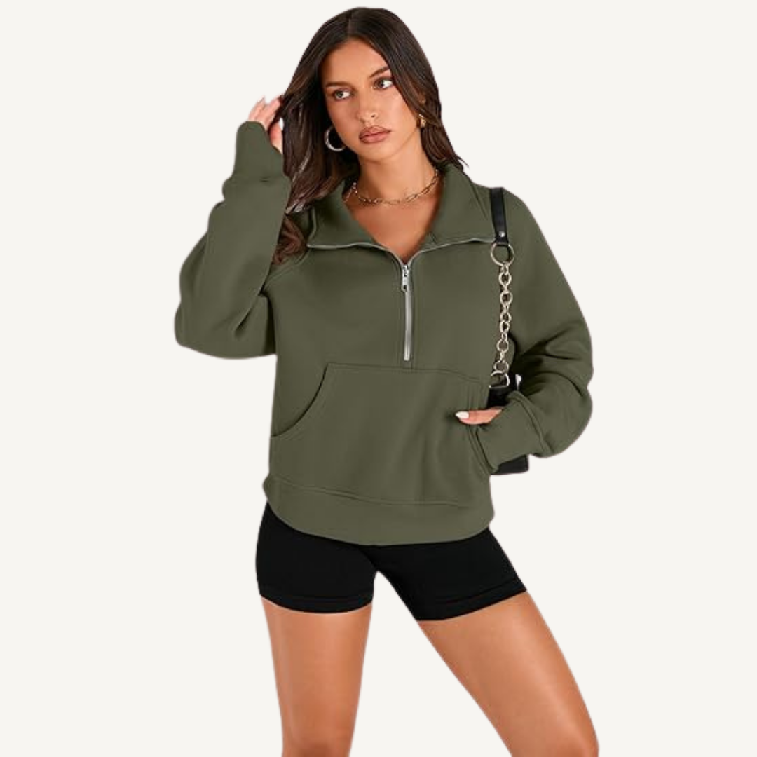 Women's Half-Zip Fleece Pullover Hoodie