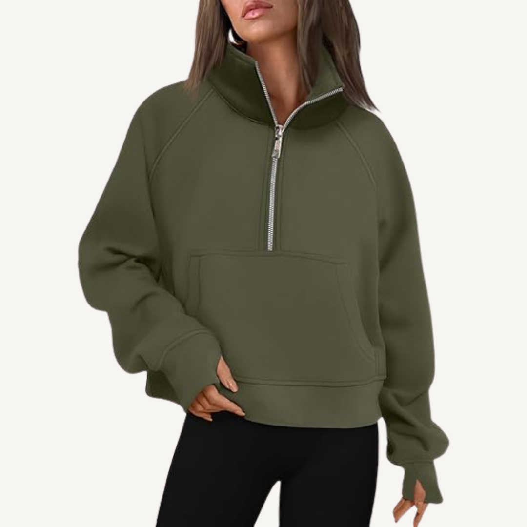 Women's Half-Zip Fleece Pullover Hoodie