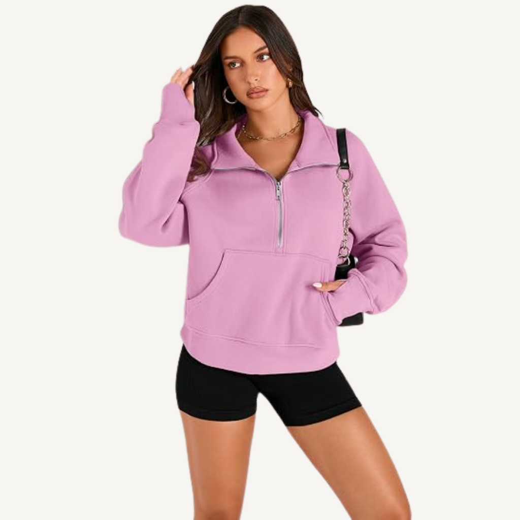 Women's Half-Zip Fleece Pullover Hoodie