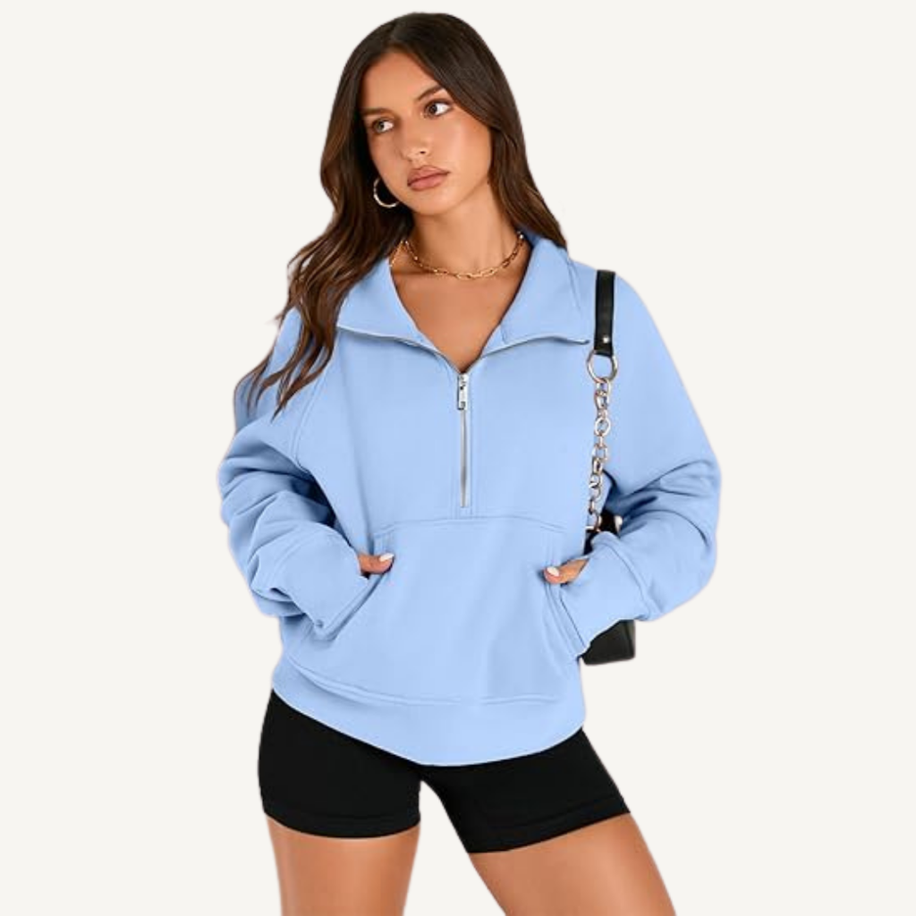 Women's Half-Zip Fleece Pullover Hoodie