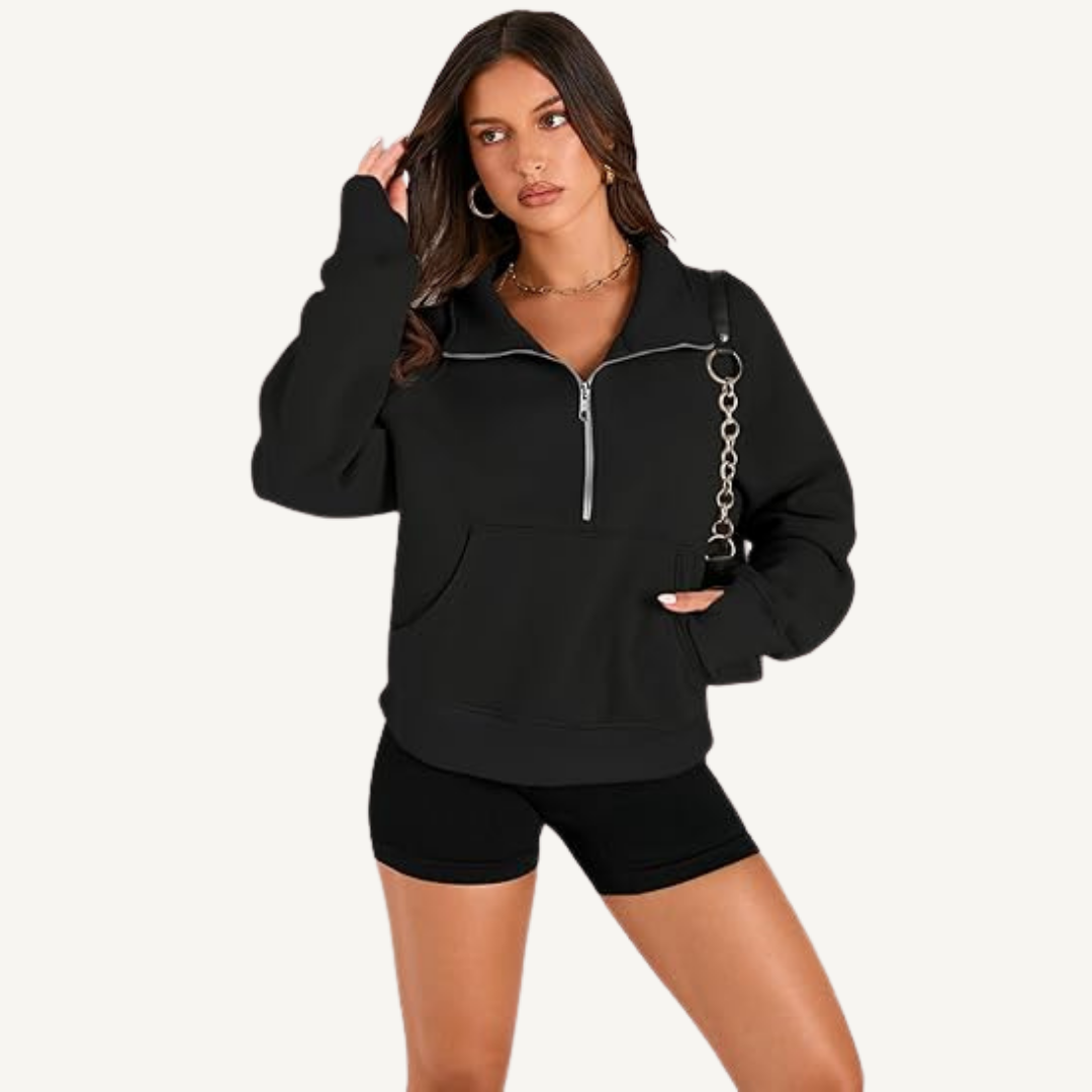 Women's Half-Zip Fleece Pullover Hoodie