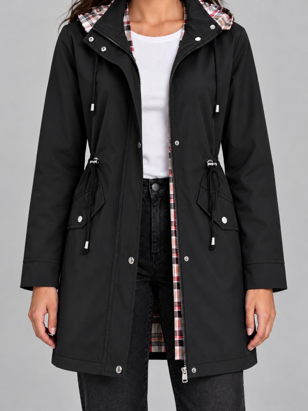 Women's Waterproof Hooded Trench Jacket