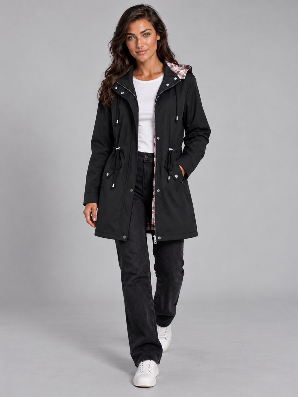 Women's Waterproof Hooded Trench Jacket