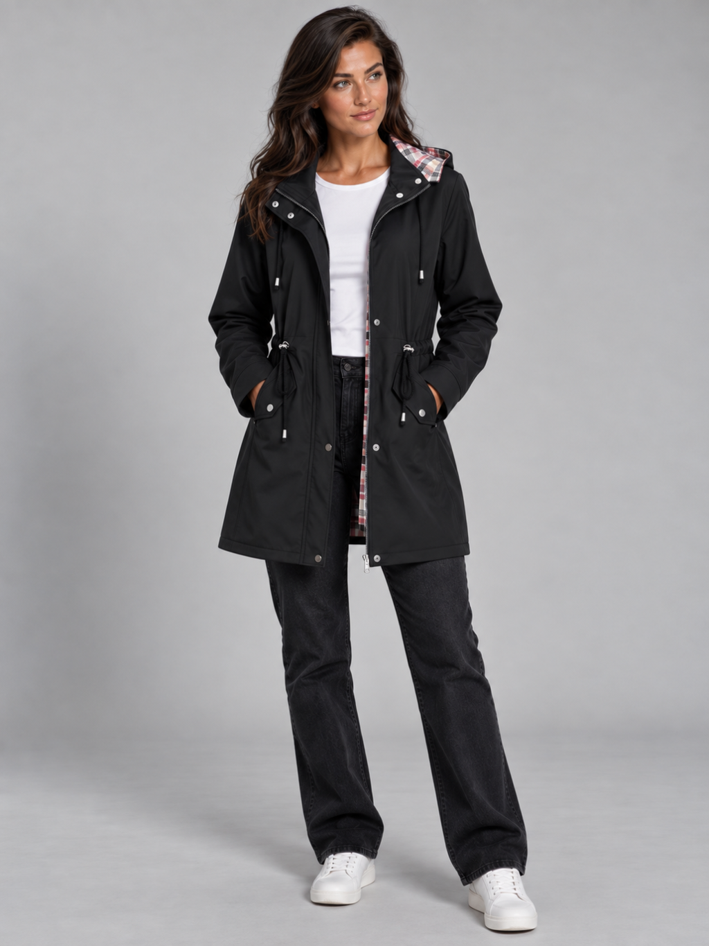 Women's Waterproof Hooded Trench Jacket