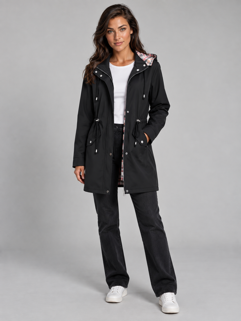 Women's Waterproof Hooded Trench Jacket