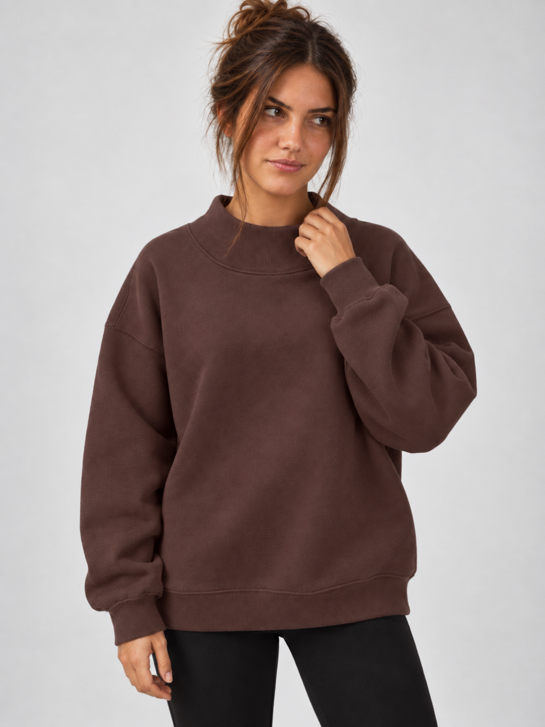 Women's Oversized Mock Neck Fleece Pullover
