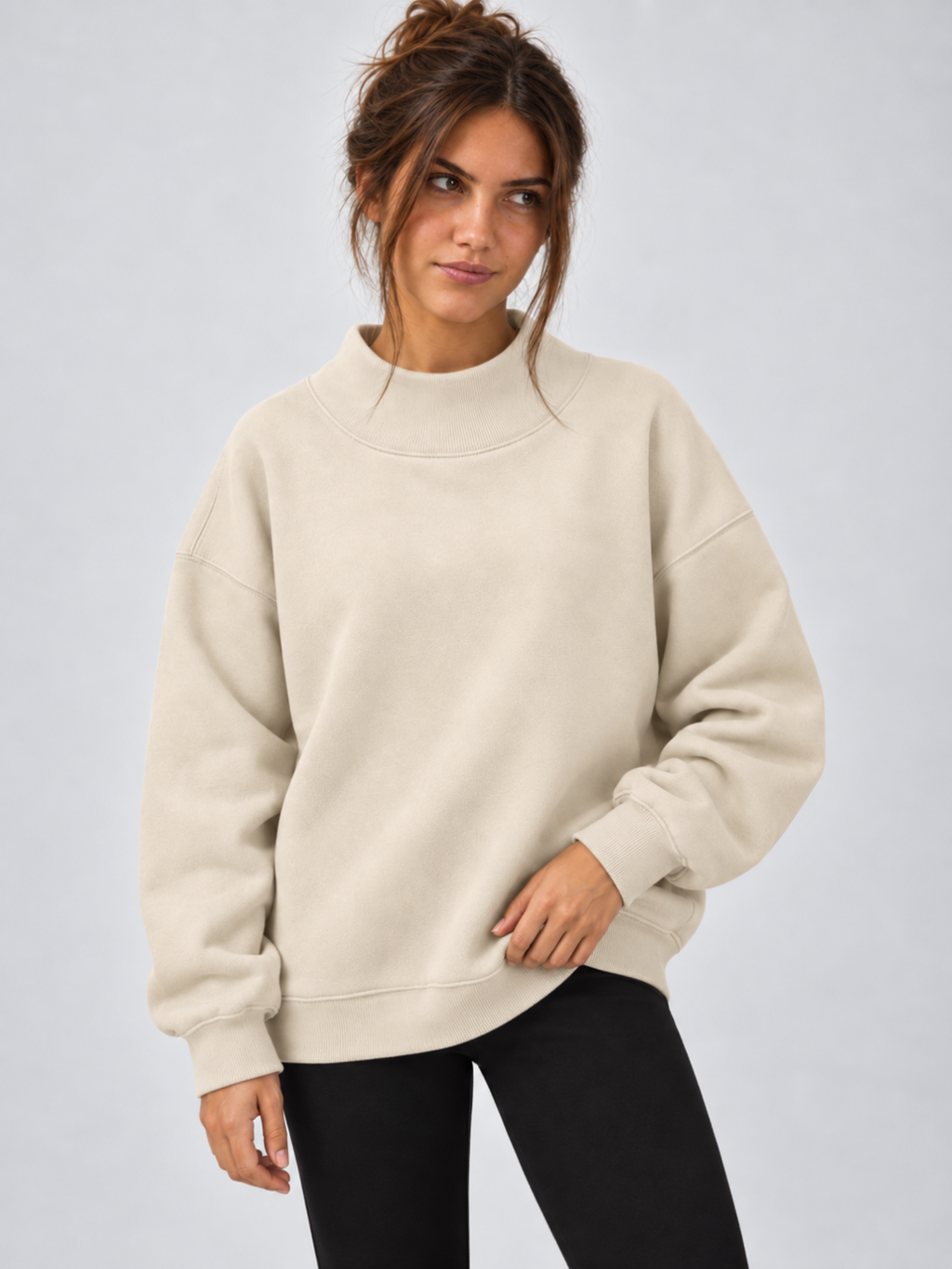 Women's Oversized Mock Neck Fleece Pullover
