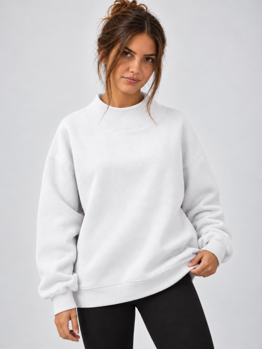 Women's Oversized Mock Neck Fleece Pullover
