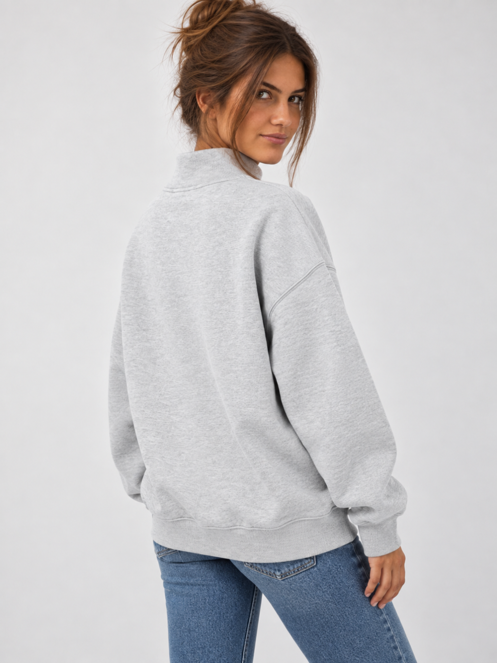 Women's Oversized Mock Neck Fleece Pullover