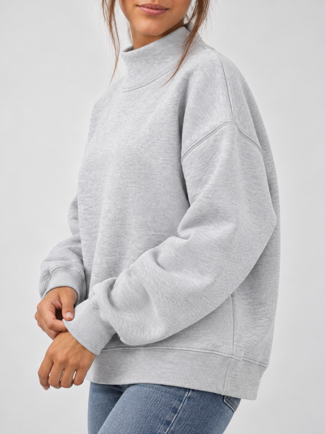 Women's Oversized Mock Neck Fleece Pullover