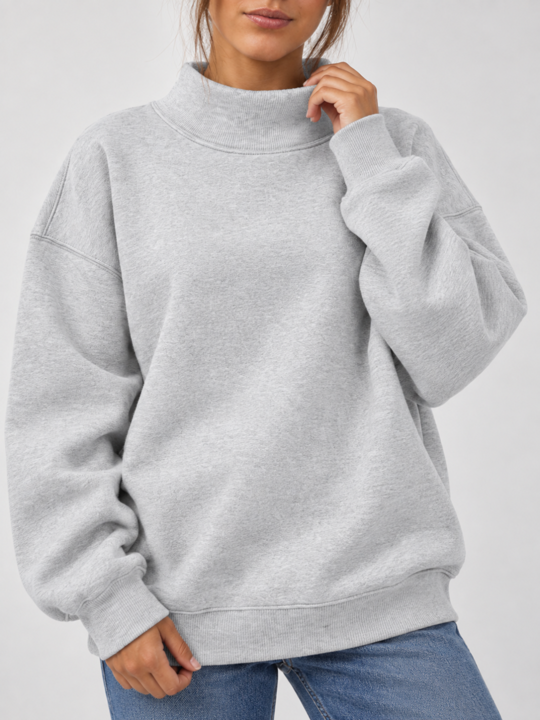 Women's Oversized Mock Neck Fleece Pullover