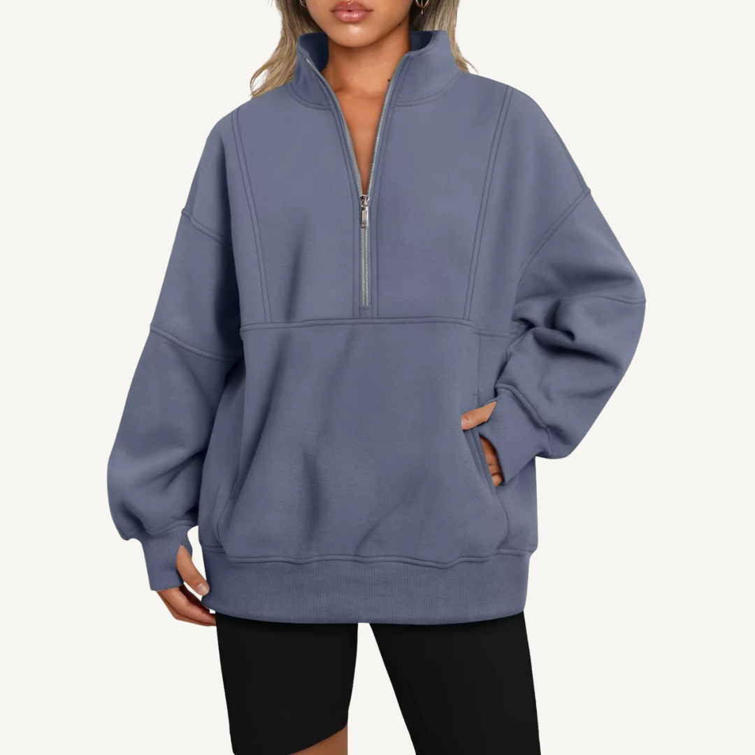 Women's Oversized Half-Zip Fleece Hoodie