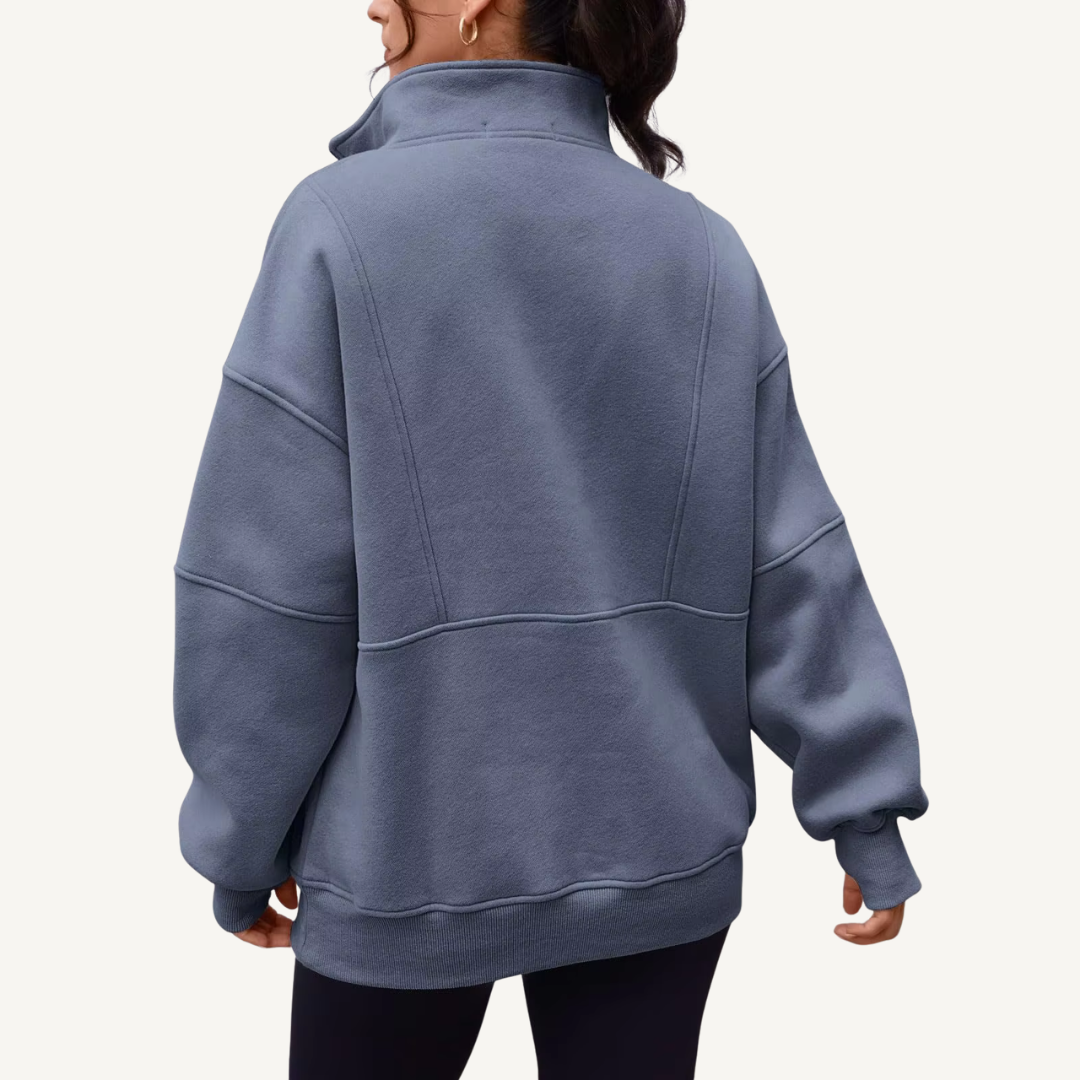 Women's Oversized Half-Zip Fleece Hoodie