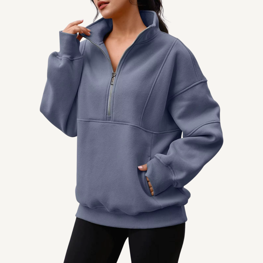 Women's Oversized Half-Zip Fleece Hoodie