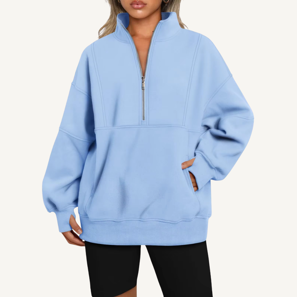 Women's Oversized Half-Zip Fleece Hoodie