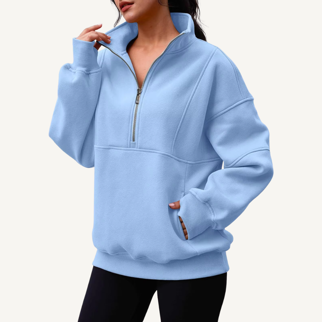 Women's Oversized Half-Zip Fleece Hoodie