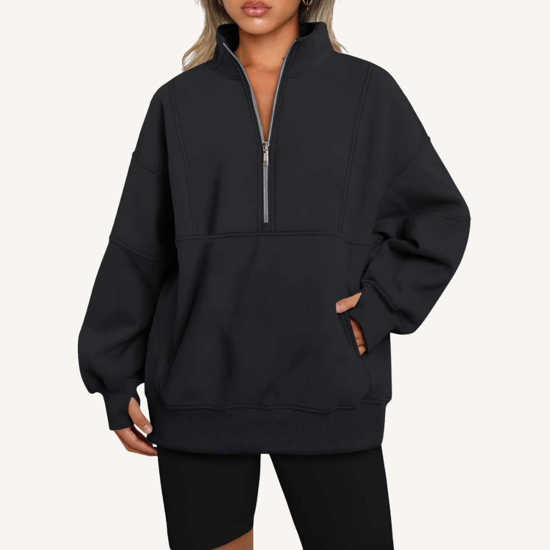 Women's Oversized Half-Zip Fleece Hoodie