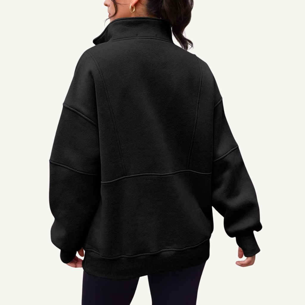 Women's Oversized Half-Zip Fleece Hoodie