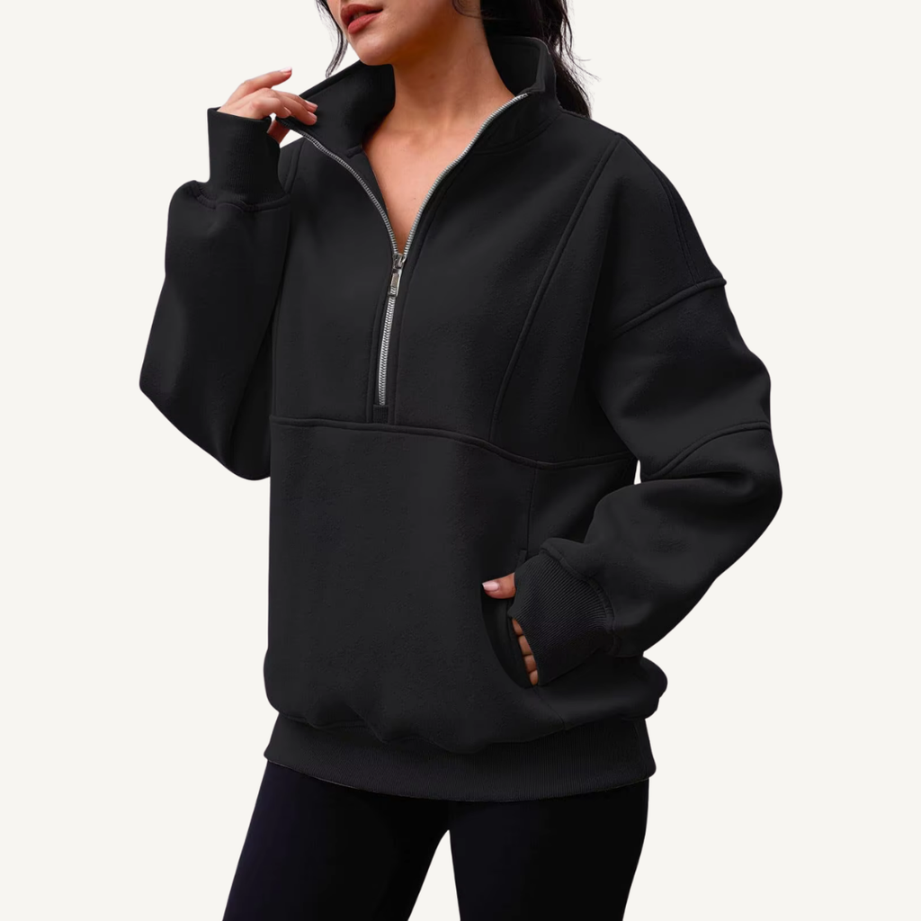 Women's Oversized Half-Zip Fleece Hoodie