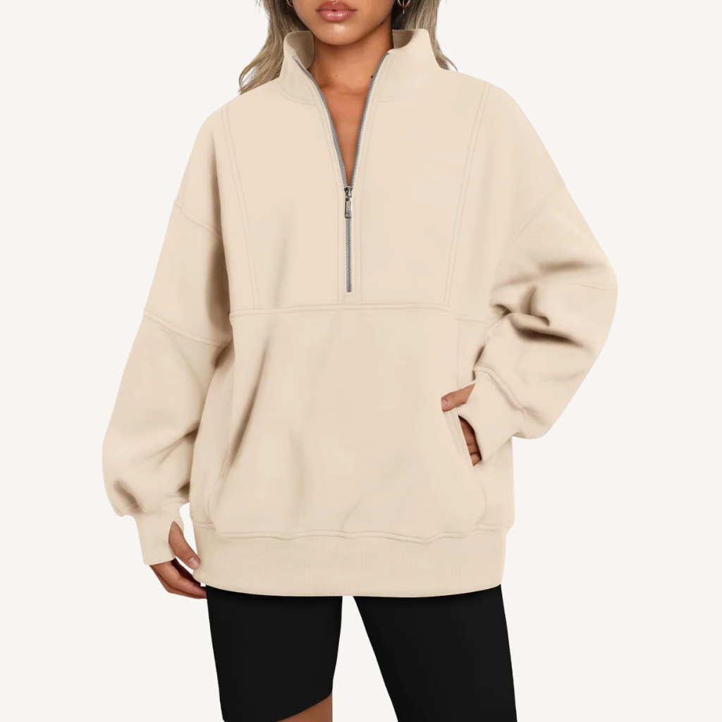 Women's Oversized Half-Zip Fleece Hoodie