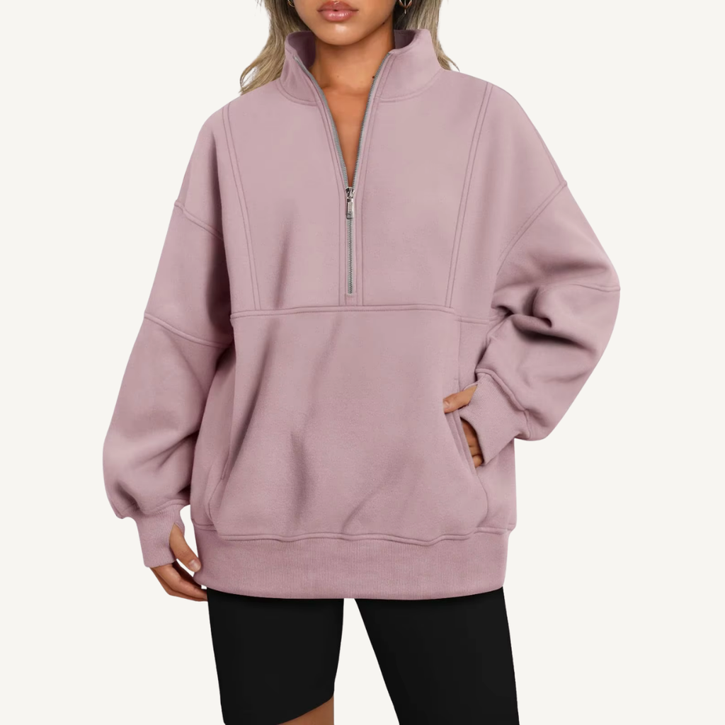 Women's Oversized Half-Zip Fleece Hoodie
