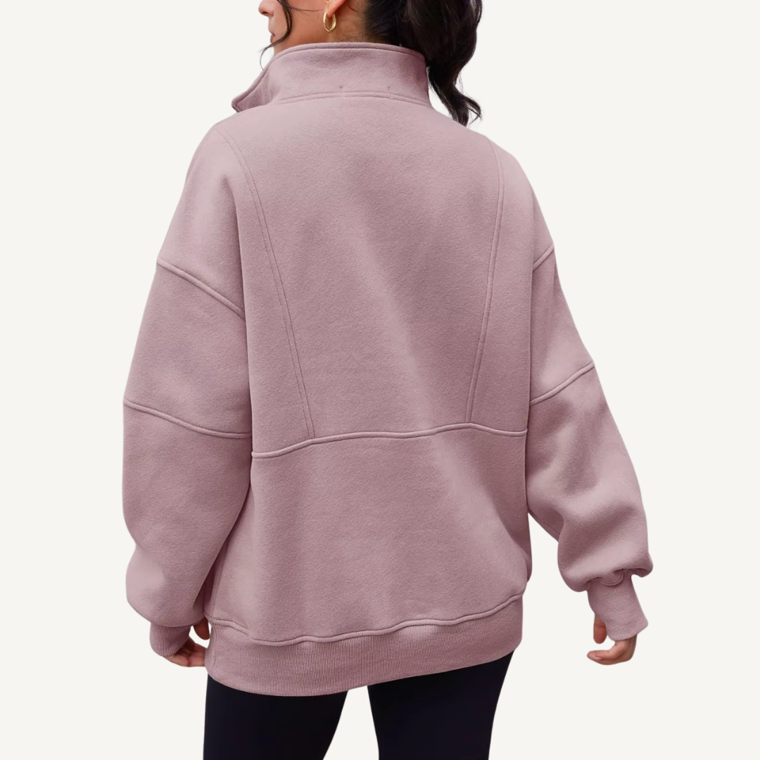 Women's Oversized Half-Zip Fleece Hoodie