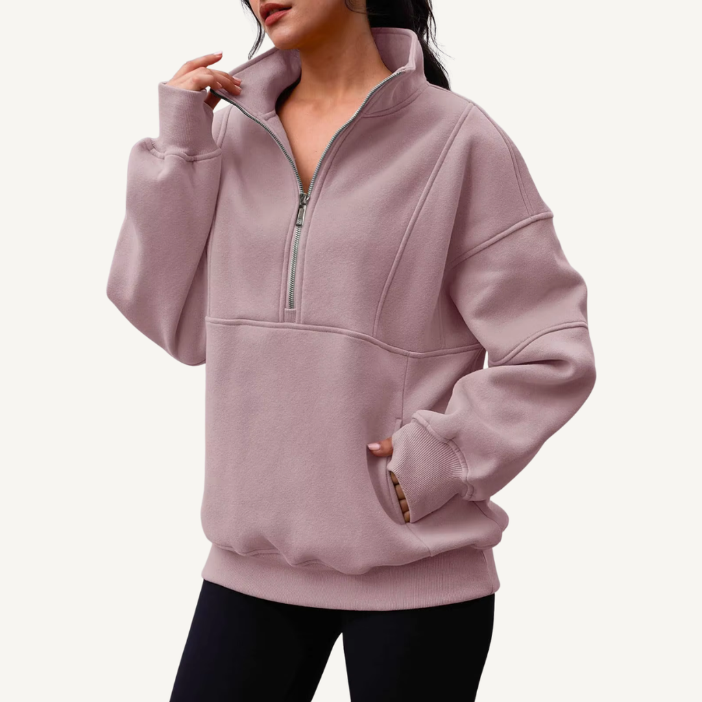 Women's Oversized Half-Zip Fleece Hoodie