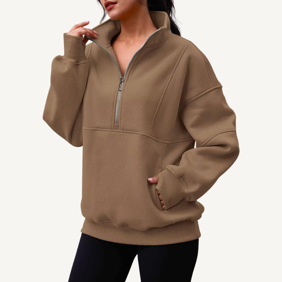 Women's Oversized Half-Zip Fleece Hoodie