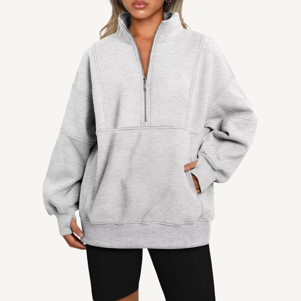 Women's Oversized Half-Zip Fleece Hoodie