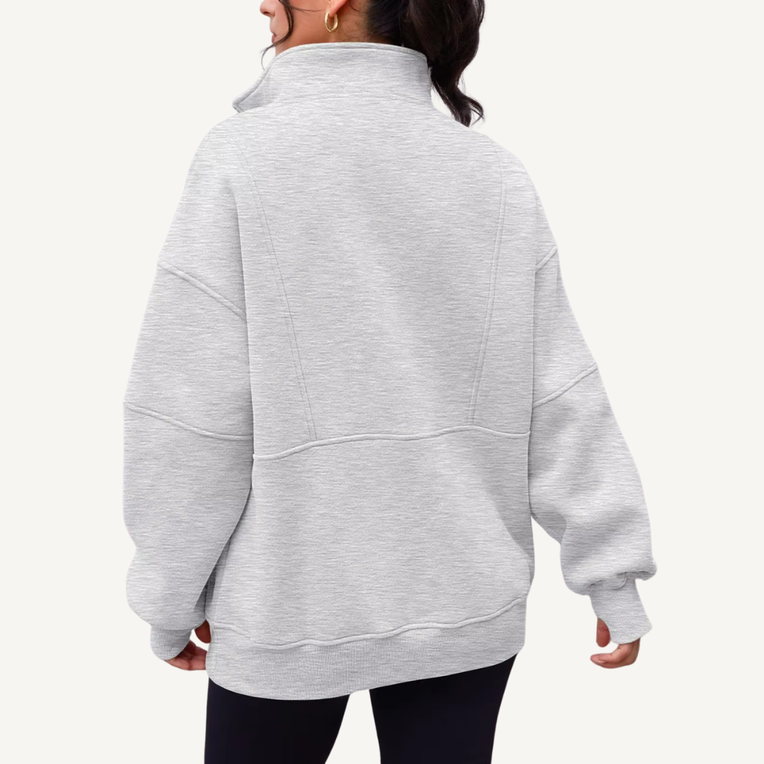 Women's Oversized Half-Zip Fleece Hoodie