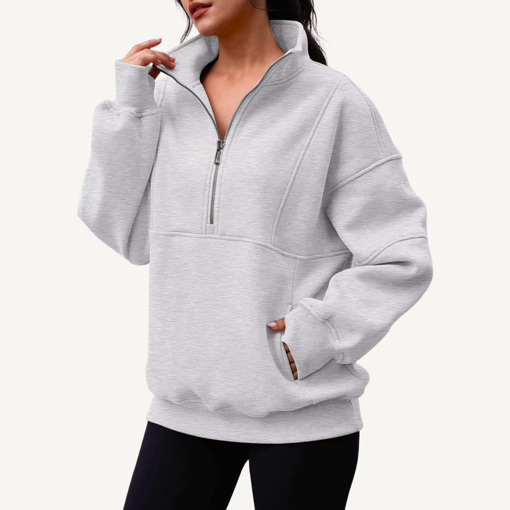 Women's Oversized Half-Zip Fleece Hoodie