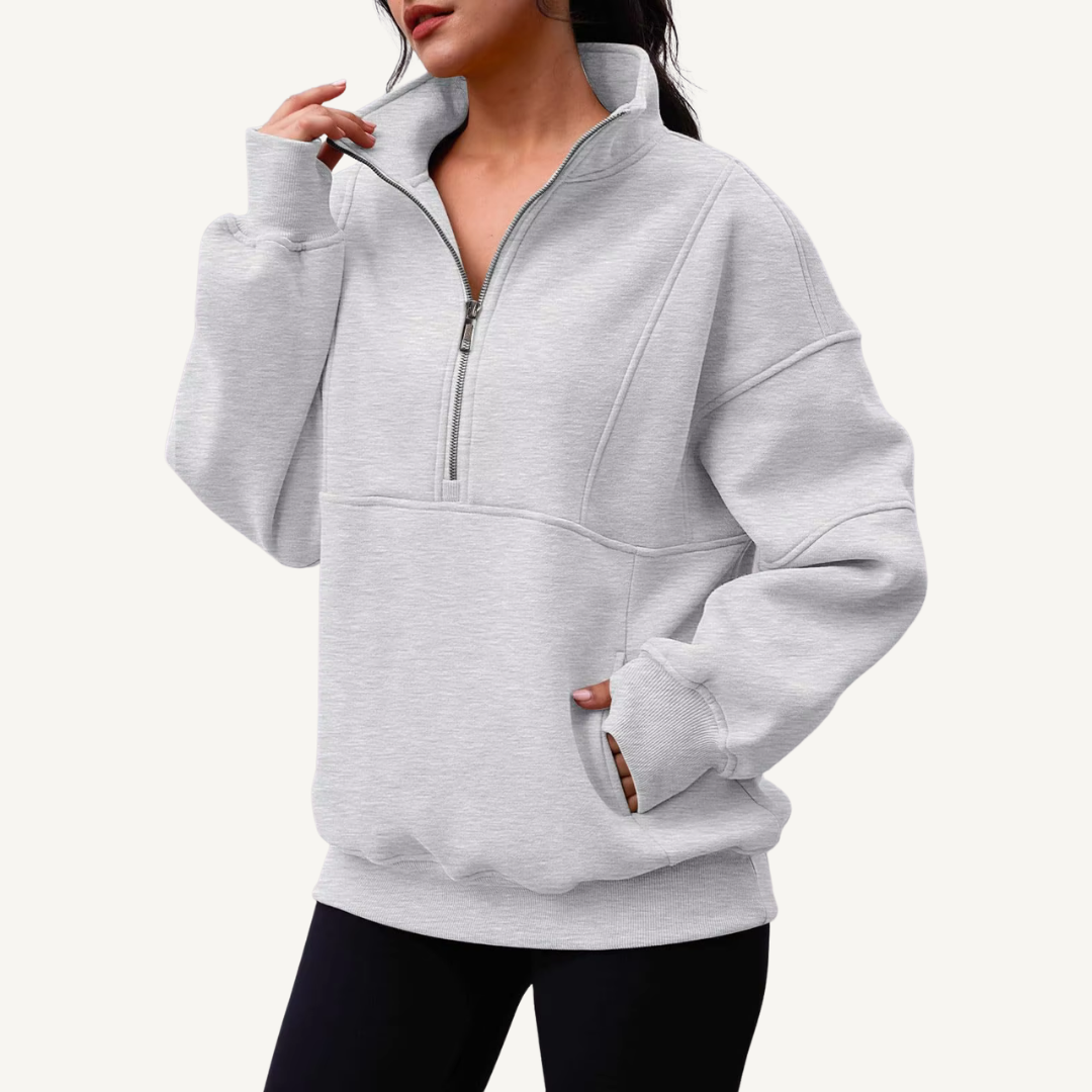 Women's Oversized Half-Zip Fleece Hoodie