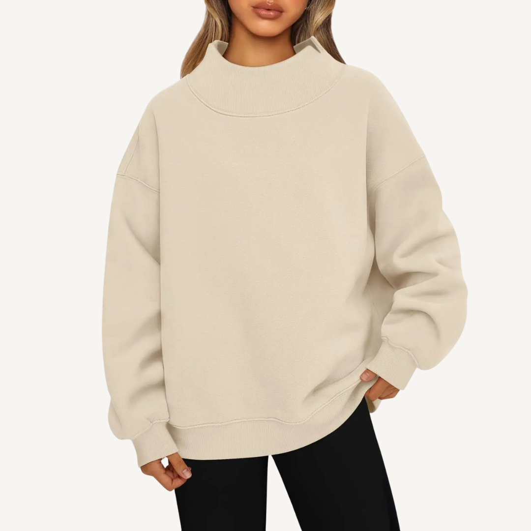 Women's Oversized Mock Neck Fleece Pullover
