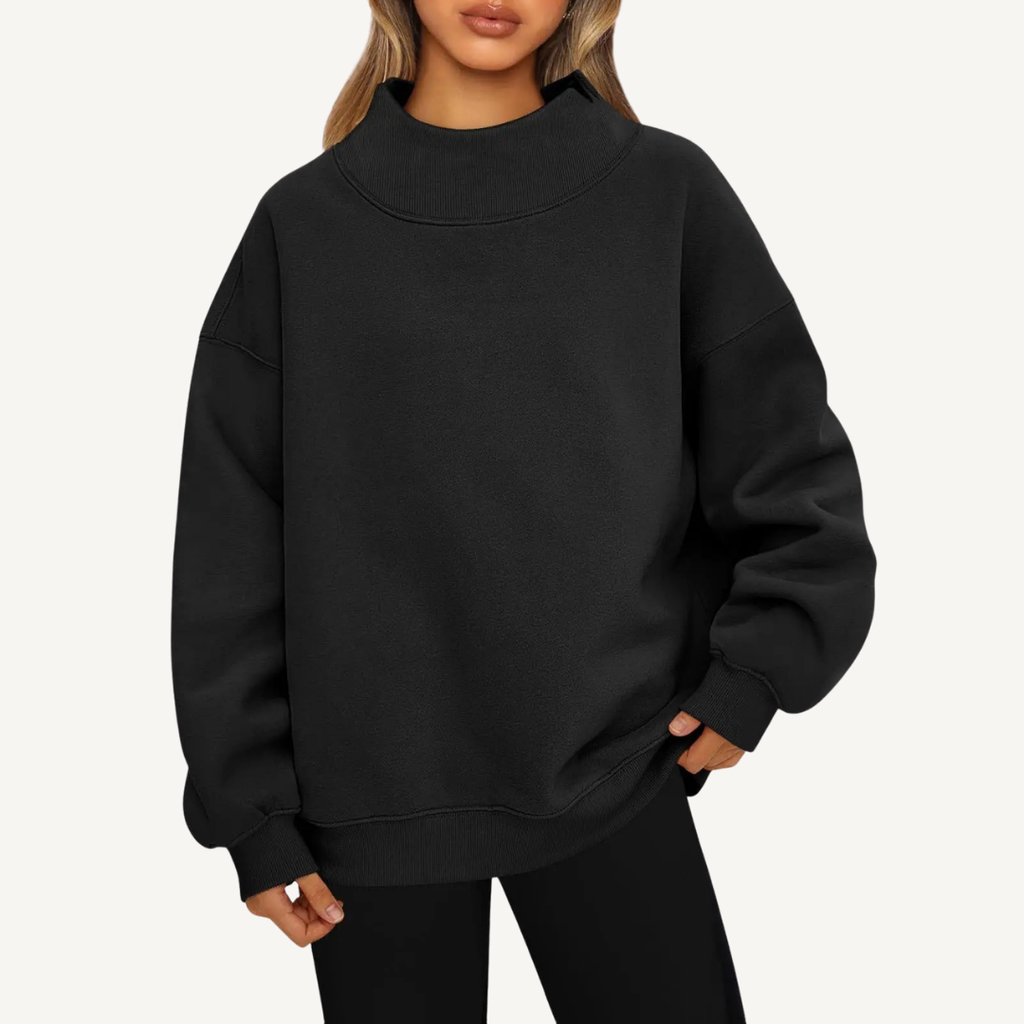 Women's Oversized Mock Neck Fleece Pullover