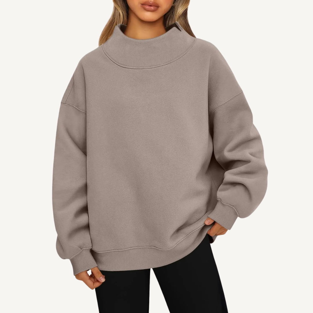 Women's Oversized Mock Neck Fleece Pullover