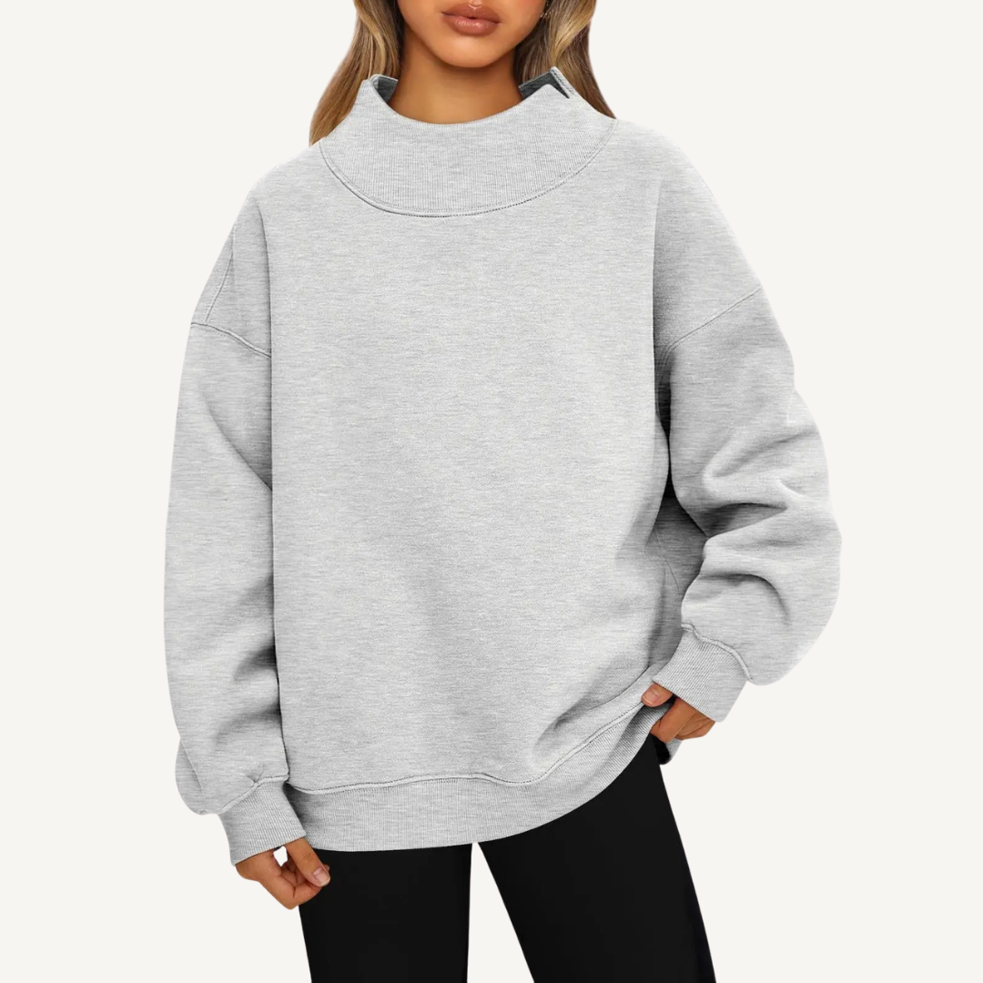 Women's Oversized Mock Neck Fleece Pullover
