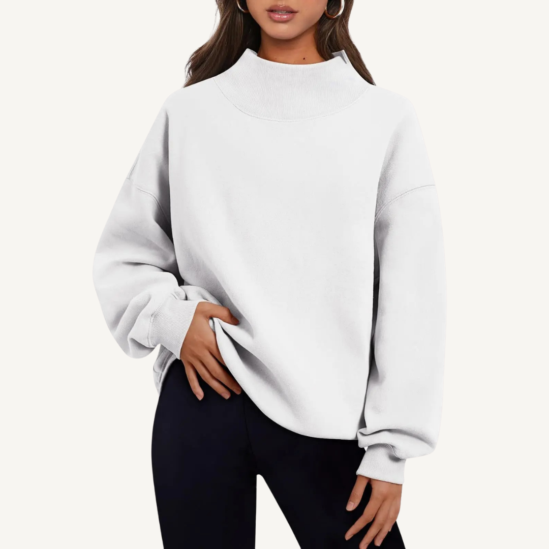 Women's Oversized Mock Neck Fleece Pullover