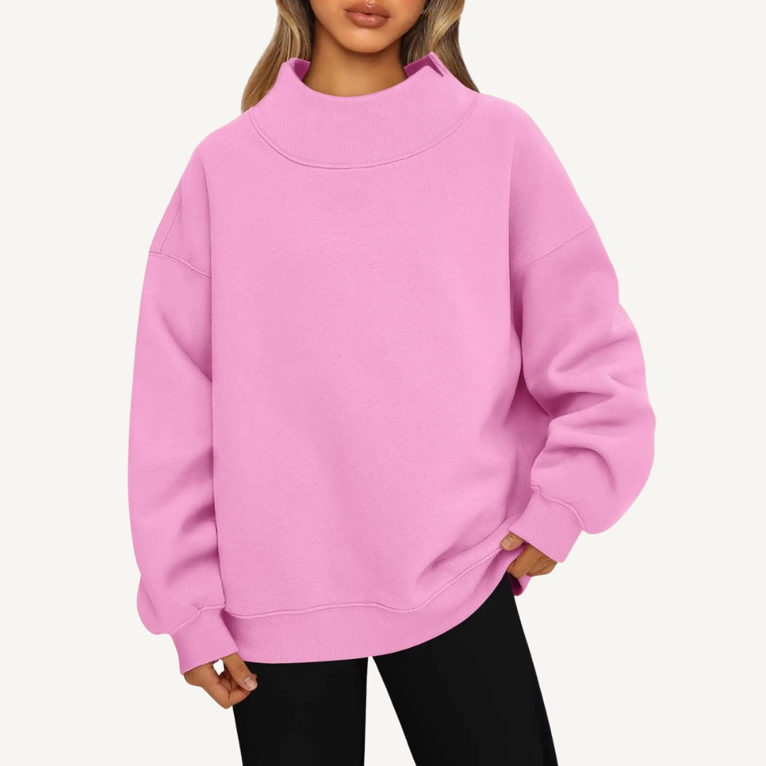Women's Oversized Mock Neck Fleece Pullover
