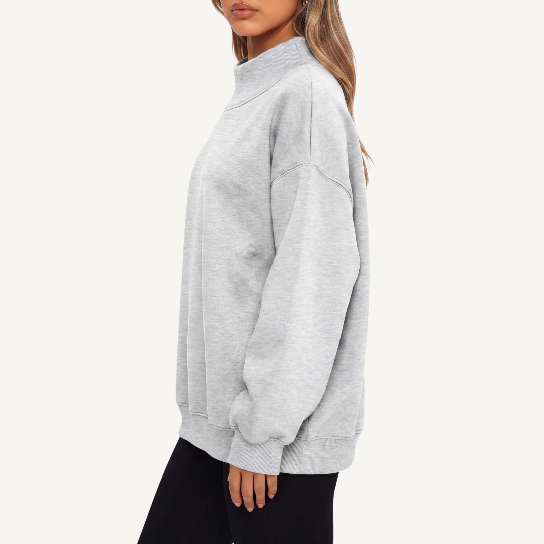 Women's Oversized Mock Neck Fleece Pullover
