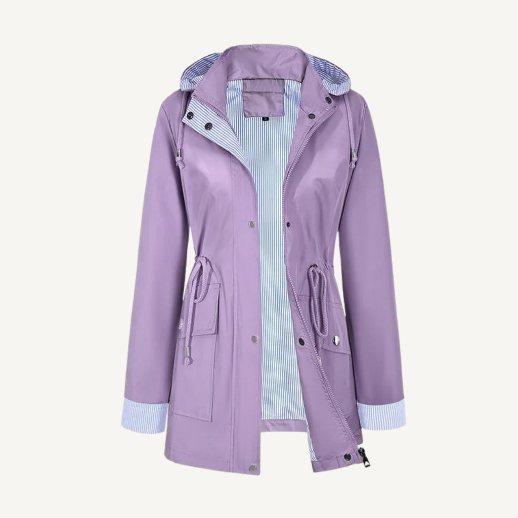 Women's Water-Resistant Hooded Long Jacket