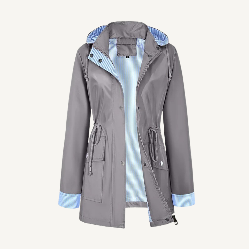 Women's Water-Resistant Hooded Long Jacket