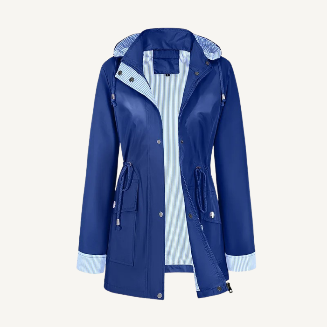 Women's Water-Resistant Hooded Long Jacket