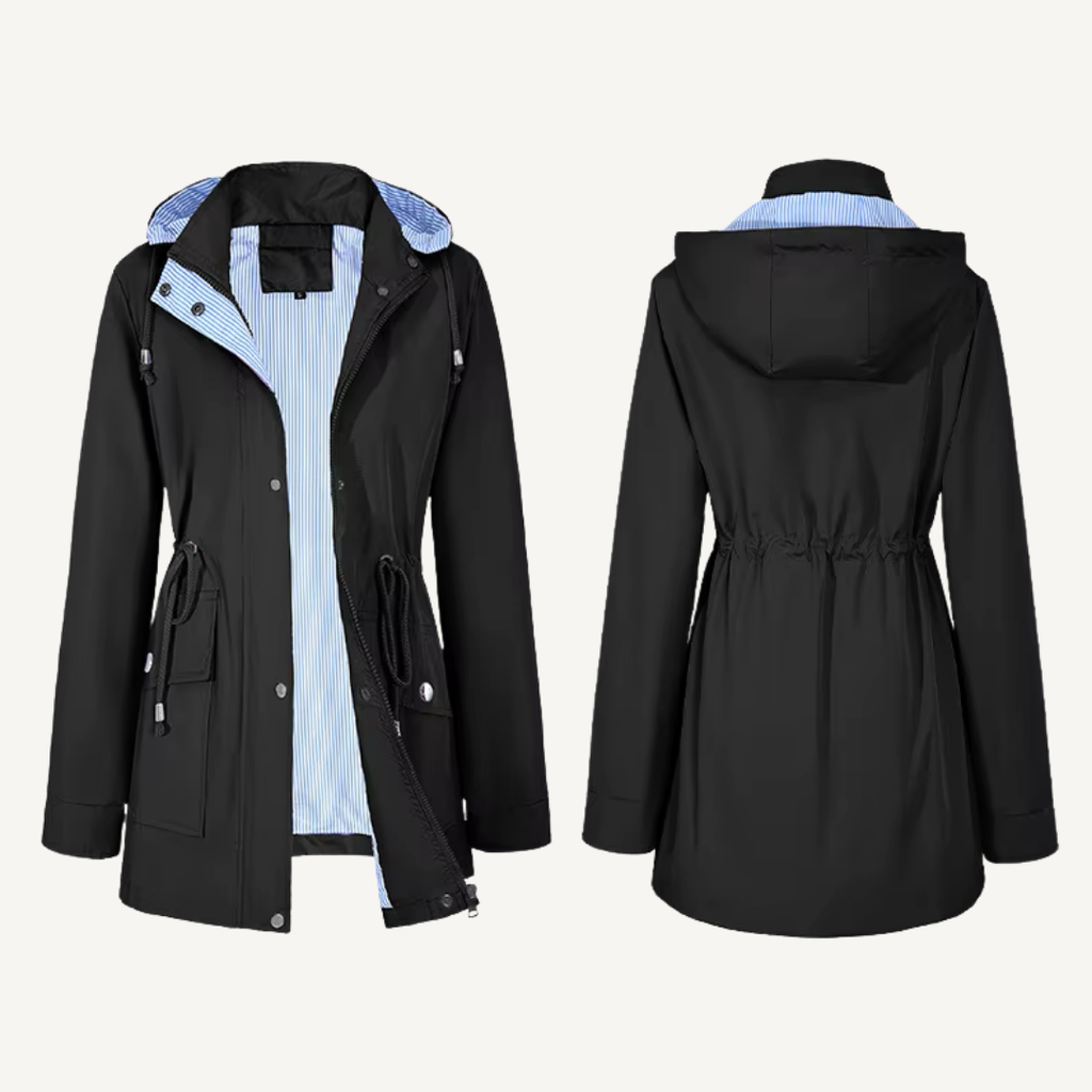 Women's Water-Resistant Hooded Long Jacket