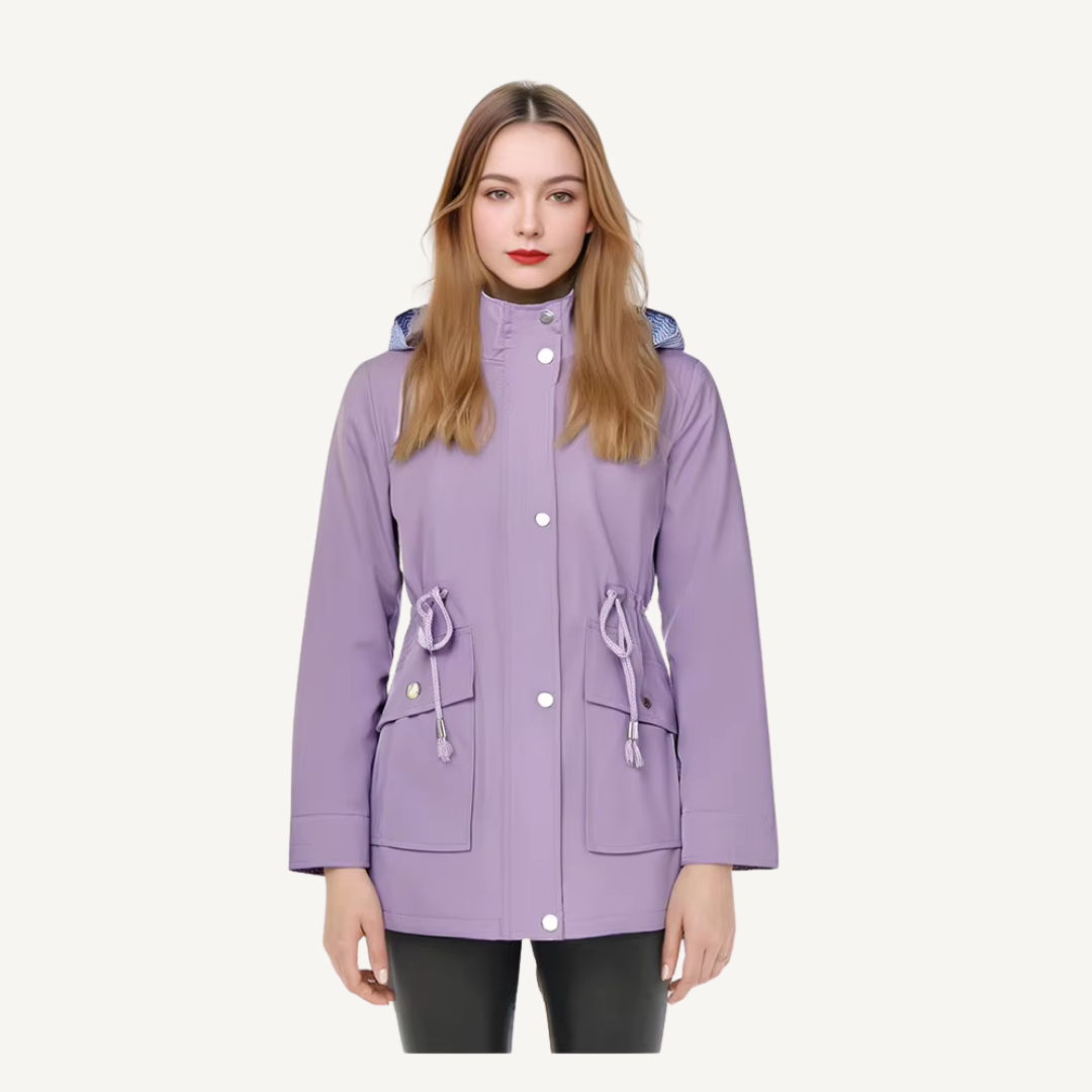 Women's Water-Resistant Hooded Long Jacket