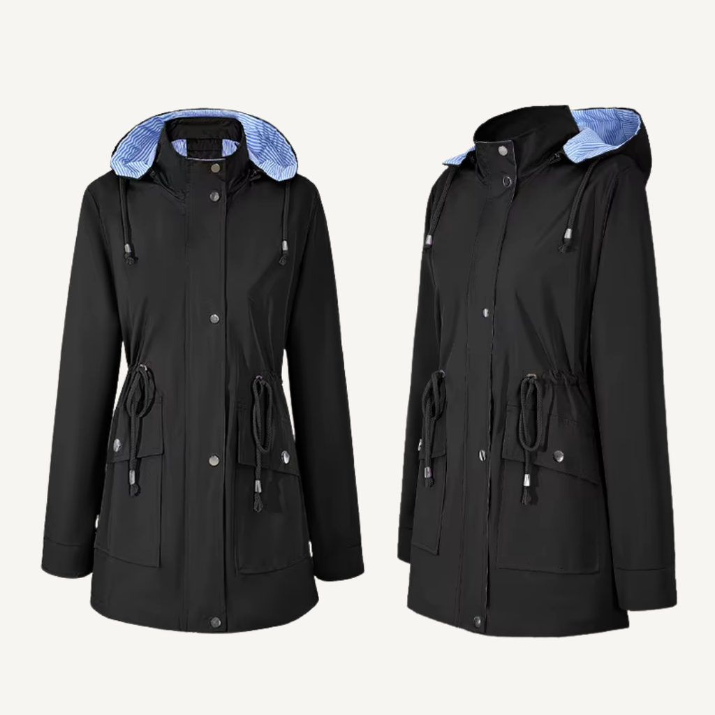 Women's Water-Resistant Hooded Long Jacket