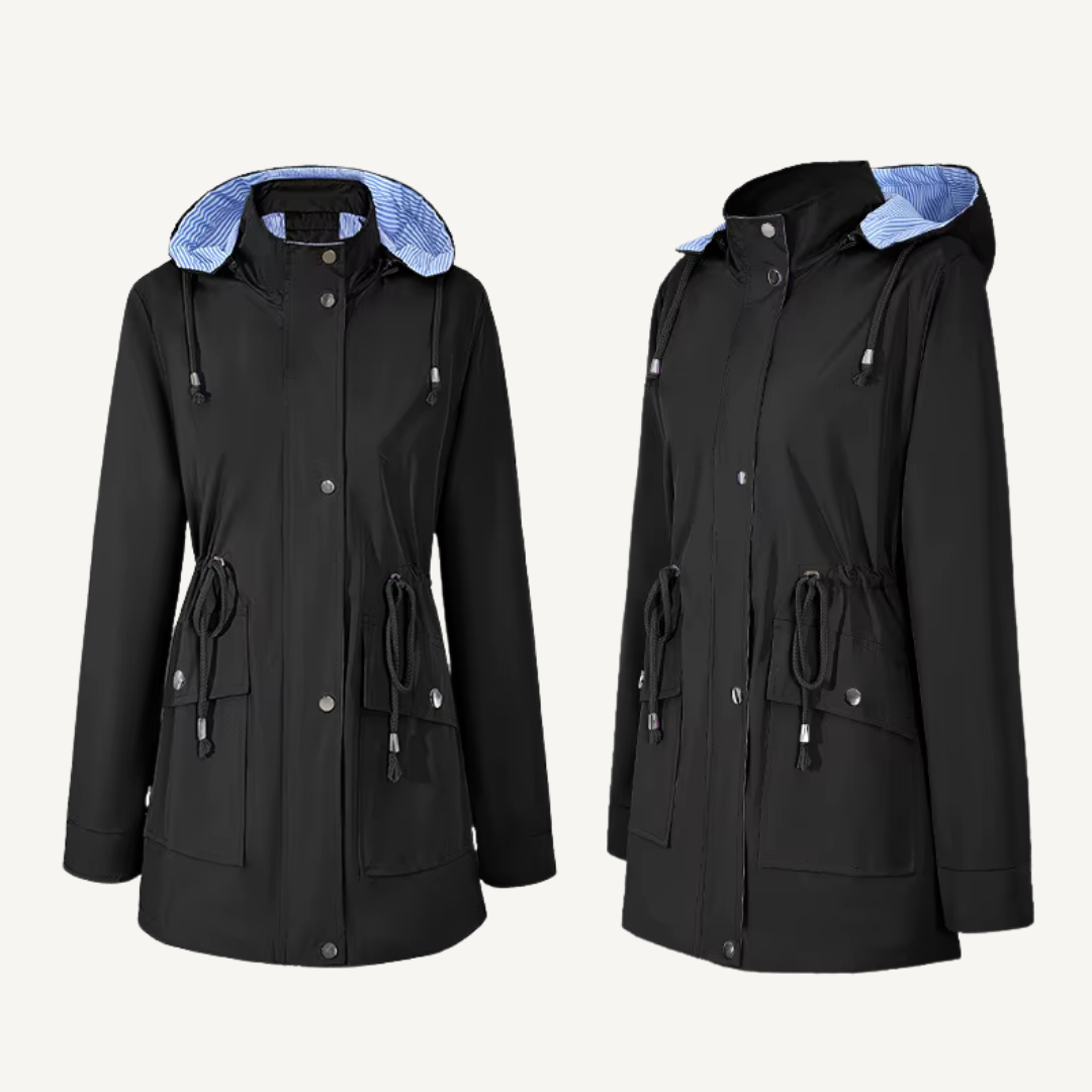 Women's Water-Resistant Hooded Long Jacket